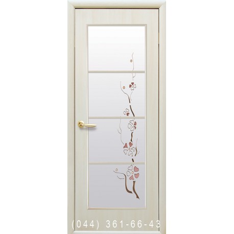 Двери Виктория дуб жемчужный со стеклом (матовое) + рис. Р3