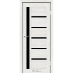 Двери Nice StilDoors меренга со стеклом (черное)