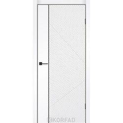 Двери Orions Корфад белая эмаль глухое + черный молдинг