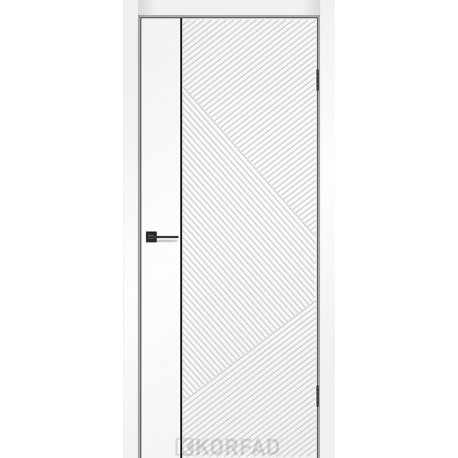 Двери Orions Корфад белая эмаль глухое + черный молдинг