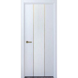 Двері Львів 2 міжкімнатні білі із золотими молдингами