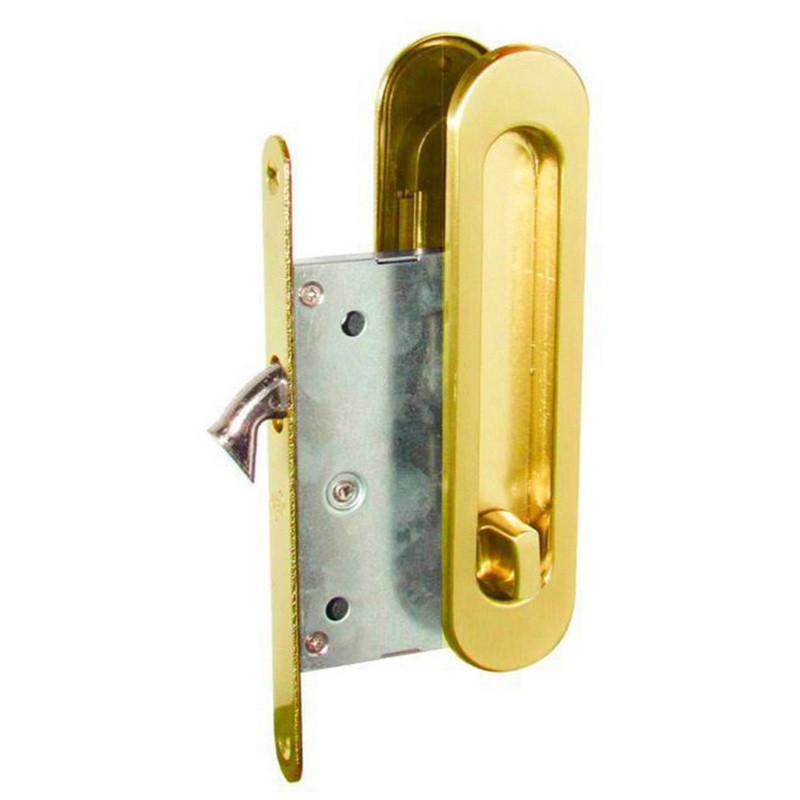 Ручки для розсувних дверей із замком I-05 PB (полірована латунь)