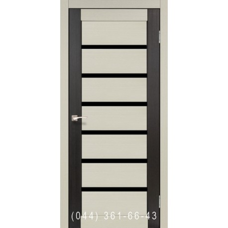 Двери КОРФАД PORTO COMBI DELUXE PCD-01 дуб беленый/венге со стеклом (черное)