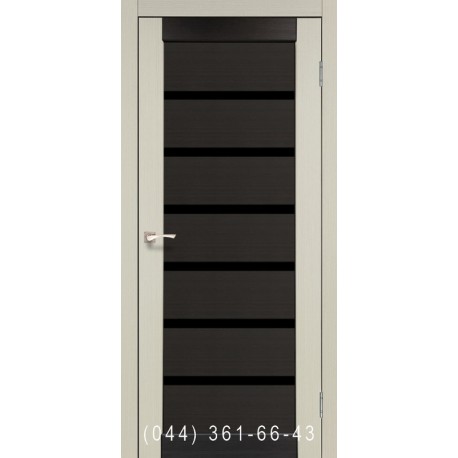 Двери КОРФАД PORTO COMBI DELUXE PCD-02 дуб беленый/венге со стеклом (черное)