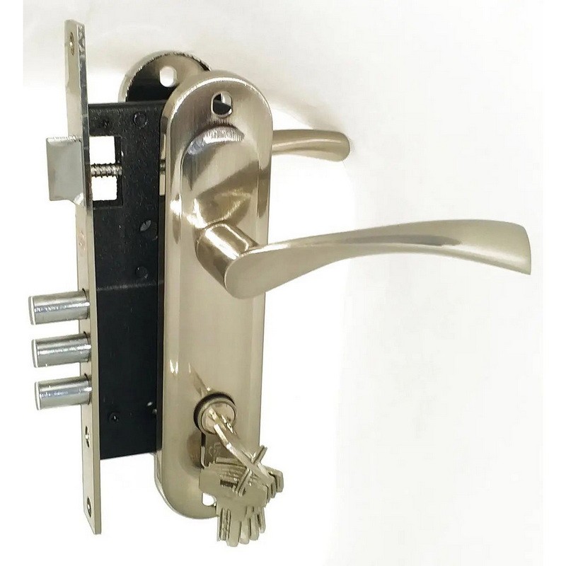 Замок дверной с ручками 70.012-45 BN (шлифованный никель)