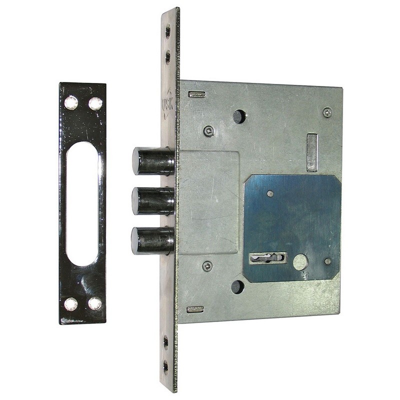 Замок для металлической двери сувальдный USK 257 L NP (полированный никель)