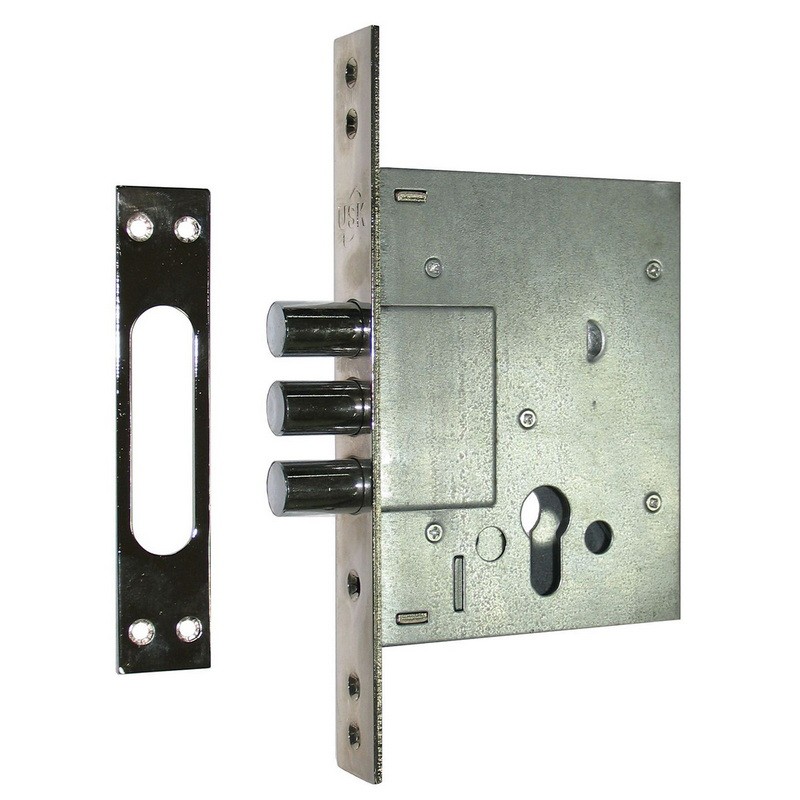 Замок для металлической двери цилиндровый Fortezi 257 R NP (полированный никель)