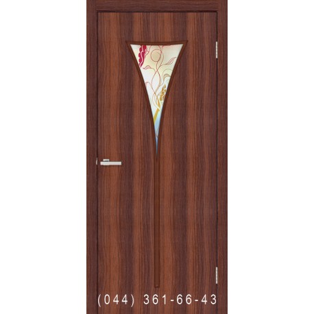 Двери Рюмка 2 орех со стеклом (матовое) + рис.