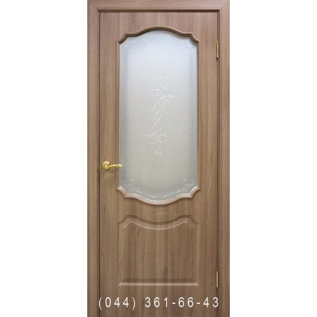Двері Прима ПВХ дуб золотий зі склом (сатин матовий)