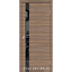 Двері Asti Glass Leador сіре дерево глухе + вставка чорне скло