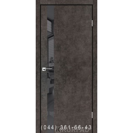 Двері GLASS LOFT PLATO GLP-02 лофт бетон глухе + вставка дзеркало (графіт)
