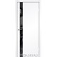 Двери GLASS LOFT PLATO GLP-02 Super PET аляска глухое + вставка (Lacobel черный)