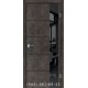Двери GLASS LOFT PLATO GLP-05 лофт бетон глухое + вставка (Lacobel черный)