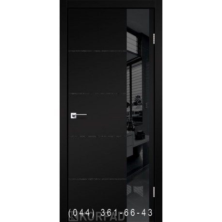 Двери GLASS LOFT PLATO GLP-05 Super PET черный глухое + вставка (Lacobel черный)