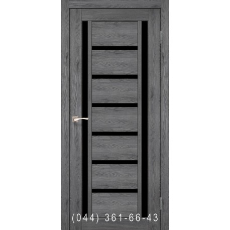 Двері КОРФАД VALENTINO DELUXE VLD-02 дуб марсала зі склом (чорне)