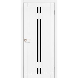 Двері КОРФАД VALENTINO DELUXE VLD-05 ясень білий зі склом (чорне)