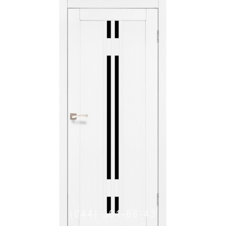 Двери КОРФАД VALENTINO DELUXE VLD-05 ясень белый со стеклом (черное)