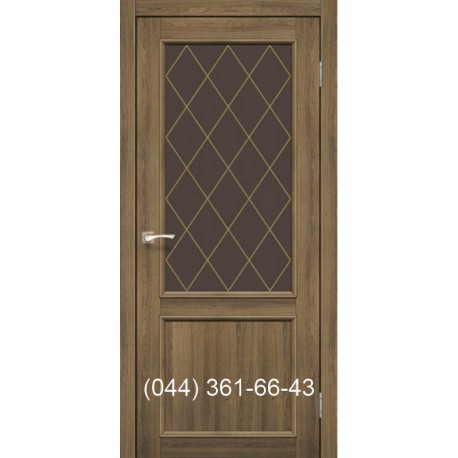 Двери КОРФАД CLASSICO CL-02 (со штапиком) дуб браш со стеклом (бронза) + рис. М1/М2