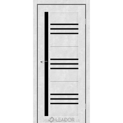 Двери Compania Leador бетон белый со стеклом (черное)