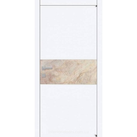 Двері Авангард Style A2.4 білі глухі зі вставкою кам'яного шпону