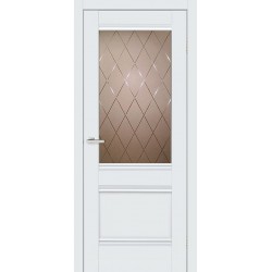 Двері Валенсія 1.1 Оміс білий матовий зі склом (бронза)