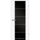 Двери Брама 17.3m белый гладкий триплекс (стекло черное) + молдинг