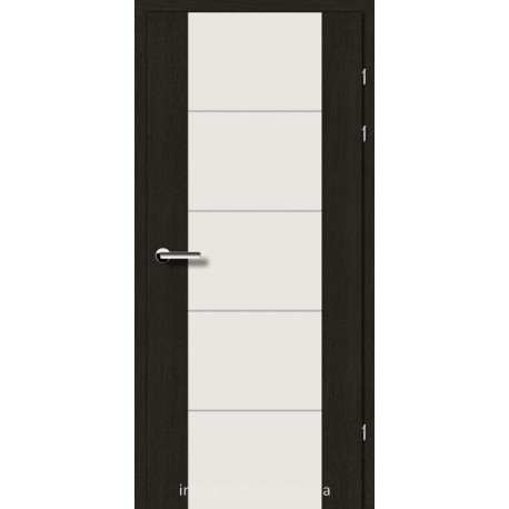 Двери Брама 17.3m дуб черный триплекс (стекло молочка) + молдинг