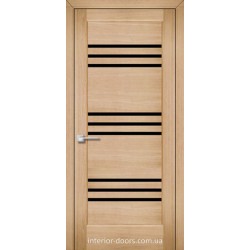 Двері міжкімнатні Подільські Верона світлий дуб зі склом (сатин чорний)