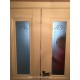 Двойные двери Имидж Новый Стиль белый матовый со стеклом с рисунком в интерьере