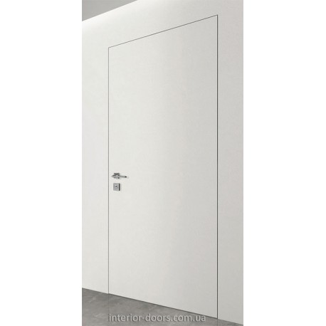 Скрытые двери Сикрет 40 мм с алюминиевой кромкой в серебряном цвете
