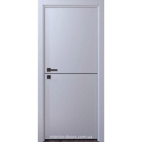 Білі фарбовані двері Луганськ щитові з горизонтальною алюмінієвою вставкою