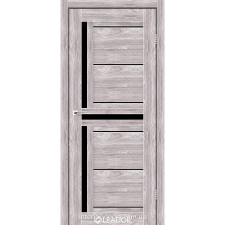 Двери межкомнатные Lariana Leador клен рубрум со стеклом (черное)