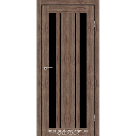 Двери межкомнатные Calabria Leador клен южный со стеклом (черное)