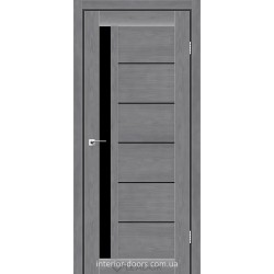 Двері міжкімнатні Bariano Leador кедр сірий із чорним склом