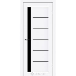 Двери межкомнатные Bariano Leador белый матовый с черным стеклом