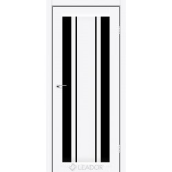 Двери межкомнатные Colico Леадор белый матовый с черным стеклом