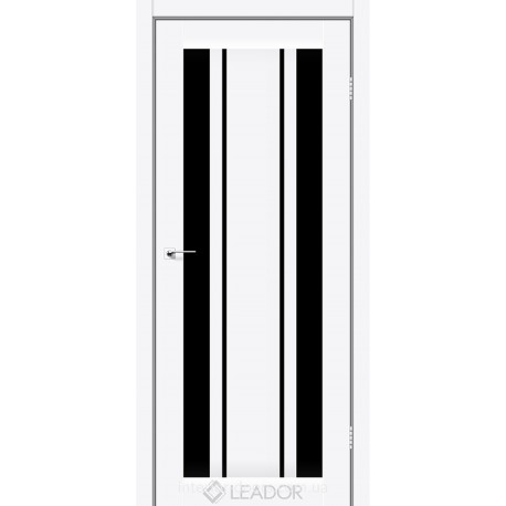 Двери межкомнатные Colico Леадор белый матовый с черным стеклом