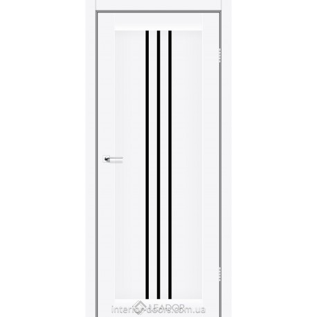Двері міжкімнатні Верона Леадор білий матовий з чорним склом
