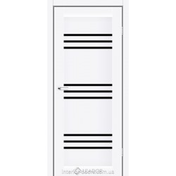Двери межкомнатные Леадор Сована белый матовый с черным стеклом