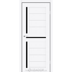 Двери межкомнатные Лацио Леадор белые матовые с черным стеклом
