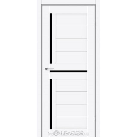 Двері міжкімнатні Лаціо Леадор білі матові з чорним склом
