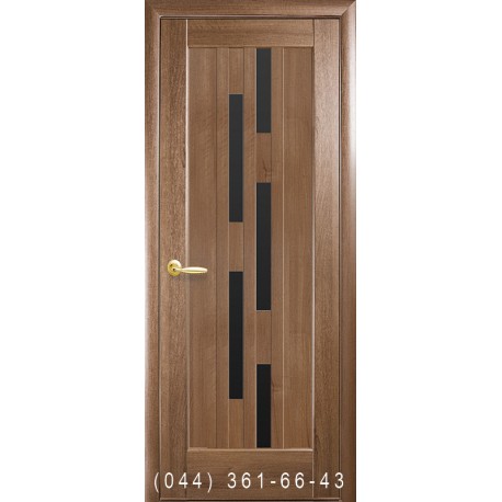 Двері Лаура золота вільха зі склом (чорне)