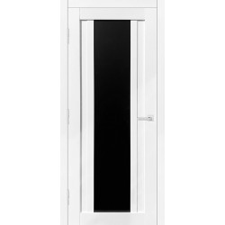 Двери межкомнатные Сахара Друид белый мат с черным стеклом