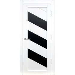 Двери межкомнатные Конго Друид белый мат с черным стеклом