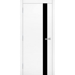 Двери межкомнатные Акра Друид белый мат с черным стеклом