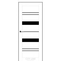 Двери Delta City Line белый мат со стеклом (черное)