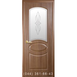 Двери Овал (Фортис R) золотая ольха со стеклом (матовое) + рис. Р1