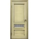 Двери Тифани Подольские песочная патина с маленьким стеклом с рисунком