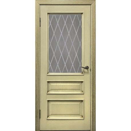 Двері Тифані Подільські пісочна патина зі склом на великій фільонці