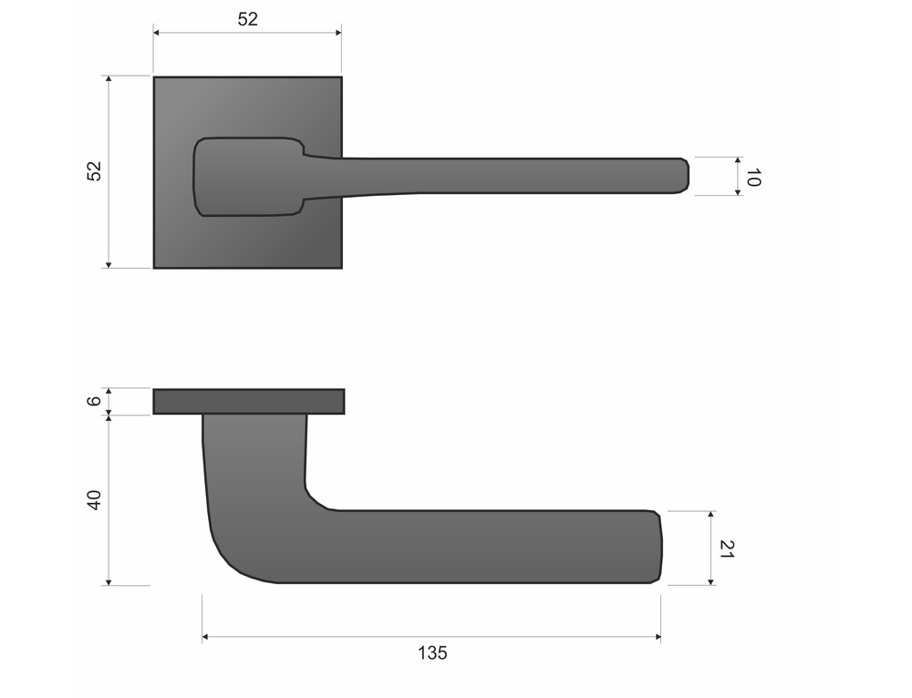 Размеры дверных ручек Safita серии HI-TECH SLIM LIGHT